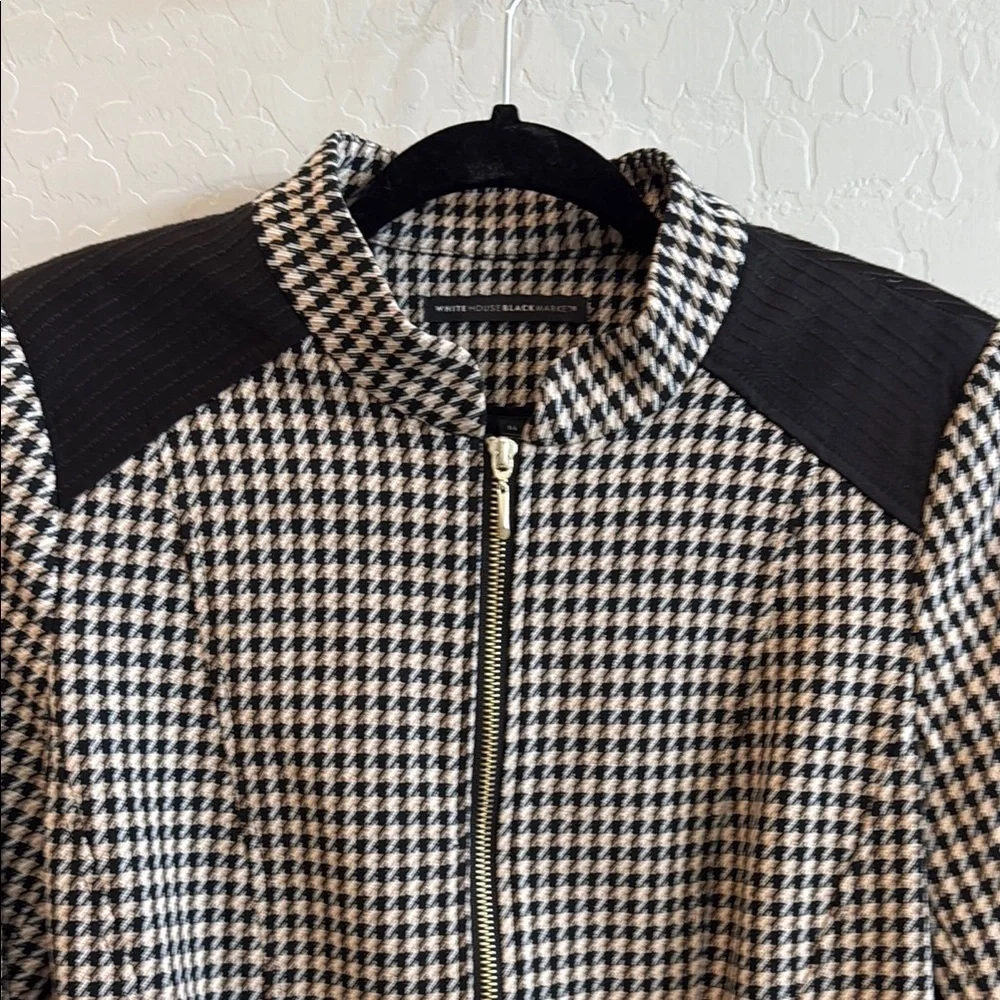 White House Black Market Houndstooth Zip-Up Jacket size 14 - Picture 7 of 13